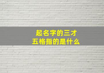 起名字的三才五格指的是什么