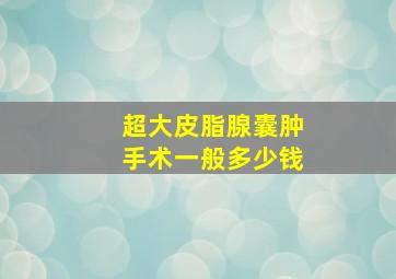 超大皮脂腺囊肿手术一般多少钱