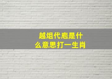 越俎代庖是什么意思打一生肖