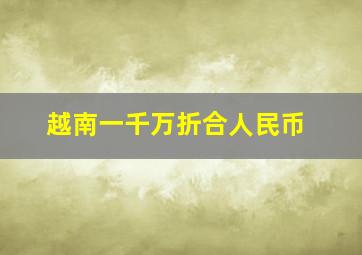 越南一千万折合人民币