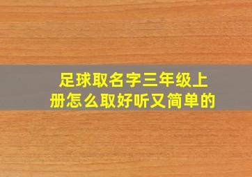 足球取名字三年级上册怎么取好听又简单的