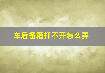 车后备箱打不开怎么弄