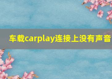 车载carplay连接上没有声音