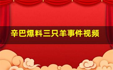 辛巴爆料三只羊事件视频