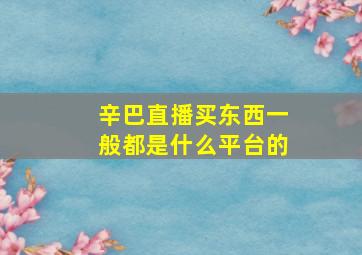 辛巴直播买东西一般都是什么平台的