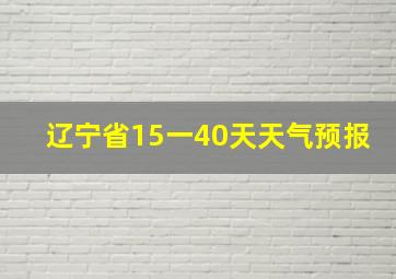 辽宁省15一40天天气预报