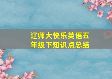 辽师大快乐英语五年级下知识点总结