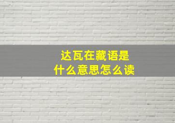 达瓦在藏语是什么意思怎么读