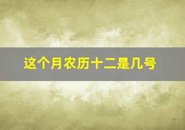 这个月农历十二是几号