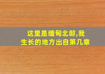 这里是缅甸北部,我生长的地方出自第几章