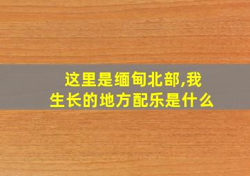 这里是缅甸北部,我生长的地方配乐是什么