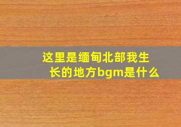 这里是缅甸北部我生长的地方bgm是什么