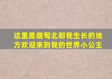 这里是缅甸北部我生长的地方欢迎来到我的世界小公主