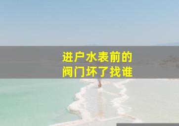 进户水表前的阀门坏了找谁