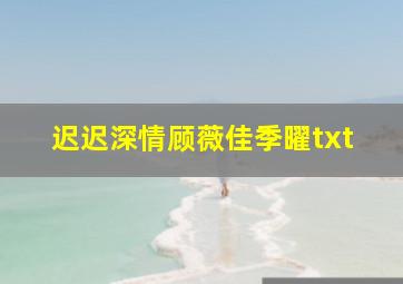 迟迟深情顾薇佳季曜txt