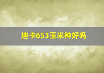 迪卡653玉米种好吗