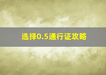 选择0.5通行证攻略