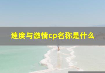 速度与激情cp名称是什么