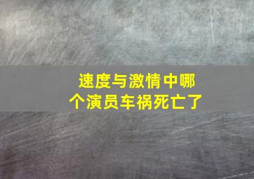 速度与激情中哪个演员车祸死亡了