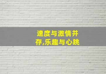 速度与激情并存,乐趣与心跳