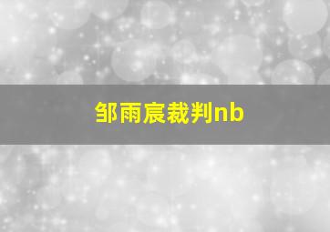 邹雨宸裁判nb