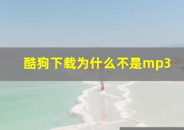 酷狗下载为什么不是mp3