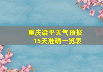 重庆梁平天气预报15天准确一览表