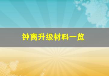 钟离升级材料一览