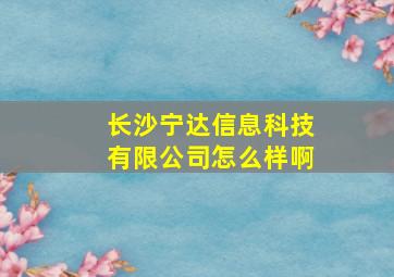 长沙宁达信息科技有限公司怎么样啊