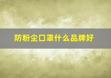 防粉尘口罩什么品牌好