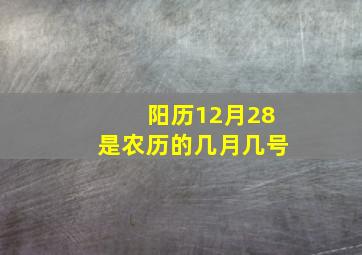 阳历12月28是农历的几月几号