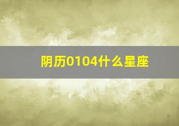 阴历0104什么星座