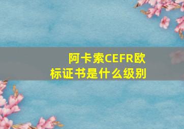 阿卡索CEFR欧标证书是什么级别