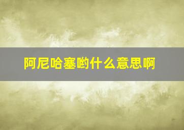 阿尼哈塞哟什么意思啊