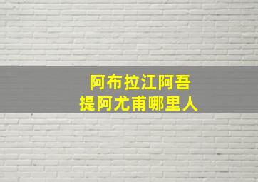 阿布拉江阿吾提阿尤甫哪里人