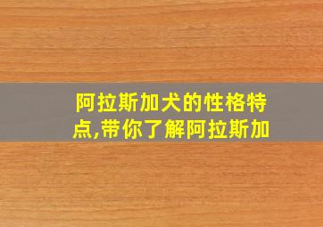 阿拉斯加犬的性格特点,带你了解阿拉斯加