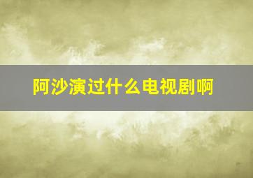 阿沙演过什么电视剧啊