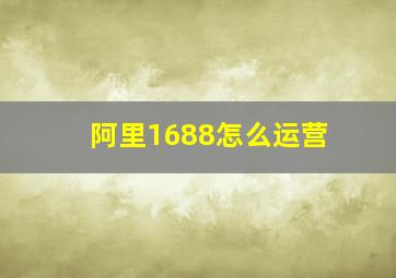 阿里1688怎么运营