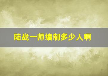 陆战一师编制多少人啊