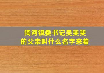 陶河镇委书记吴斐斐的父亲叫什么名字来着