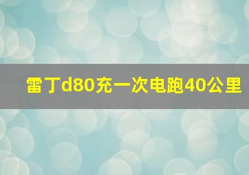 雷丁d80充一次电跑40公里