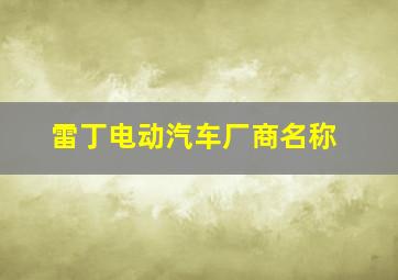 雷丁电动汽车厂商名称