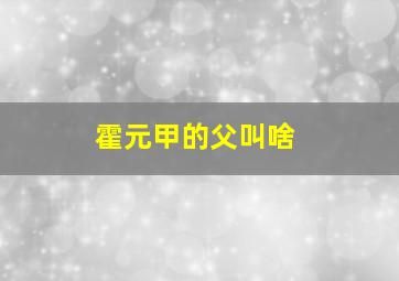 霍元甲的父叫啥