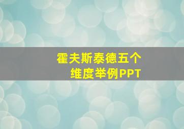 霍夫斯泰德五个维度举例PPT