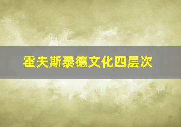 霍夫斯泰德文化四层次