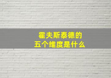 霍夫斯泰德的五个维度是什么