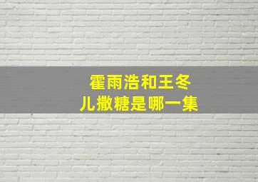 霍雨浩和王冬儿撒糖是哪一集