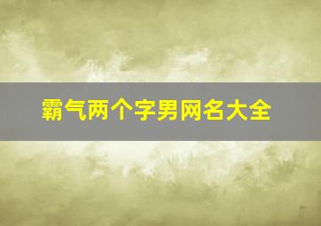 霸气两个字男网名大全