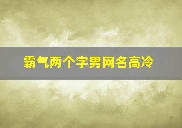 霸气两个字男网名高冷