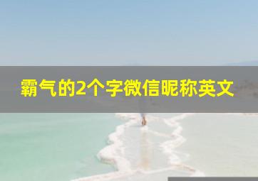 霸气的2个字微信昵称英文